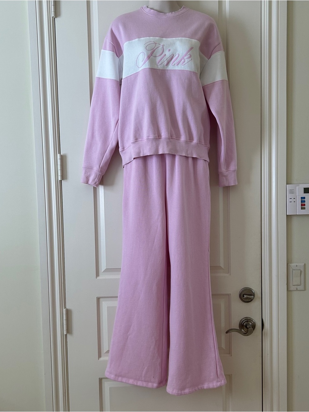 VICTORIA'S SECRET PINK 2-Piece Jogging Suit, Pink And White, Size S, EUC